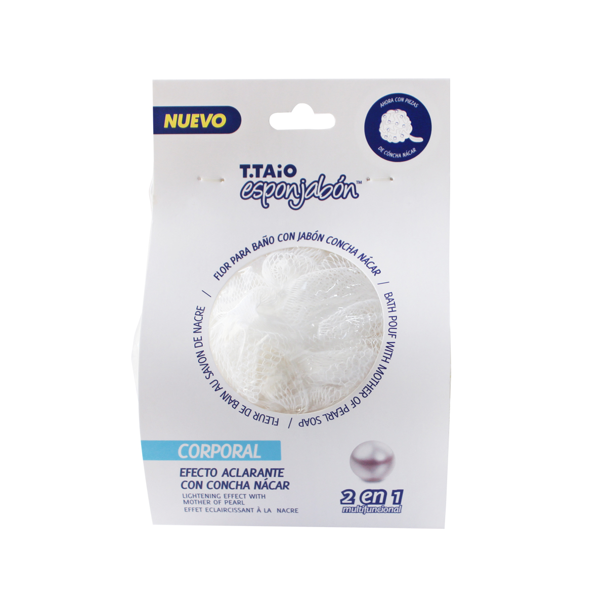T.Taio Flor de Baño Esponjabon Concha Nacar Aclarante con trocitos de jabón