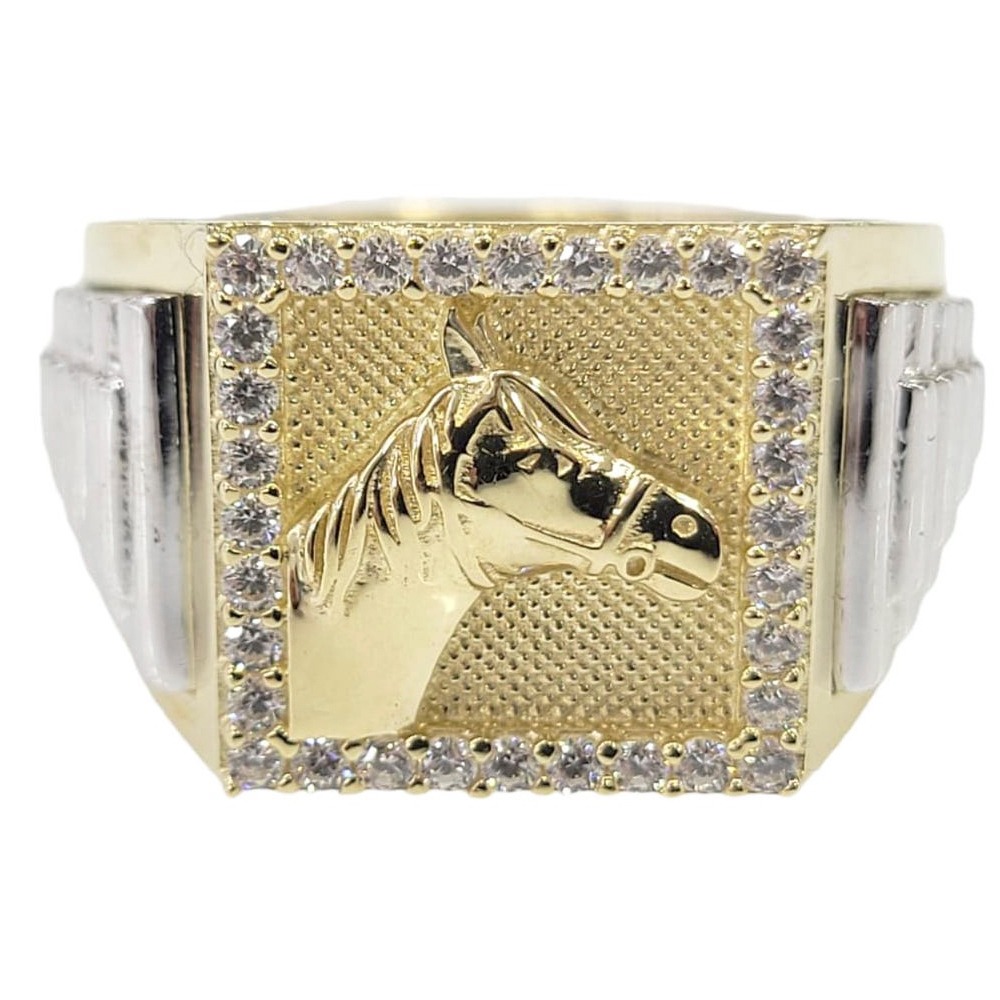 Anillo de Caballo de oro 10K con ziroconia