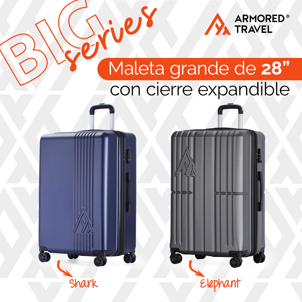 Maleta de viaje grande rígida BIG series 28 - 25kg con cierre expandible ABS doble calibre candado de alta seguridad TSA LOCK Armored travel Shark