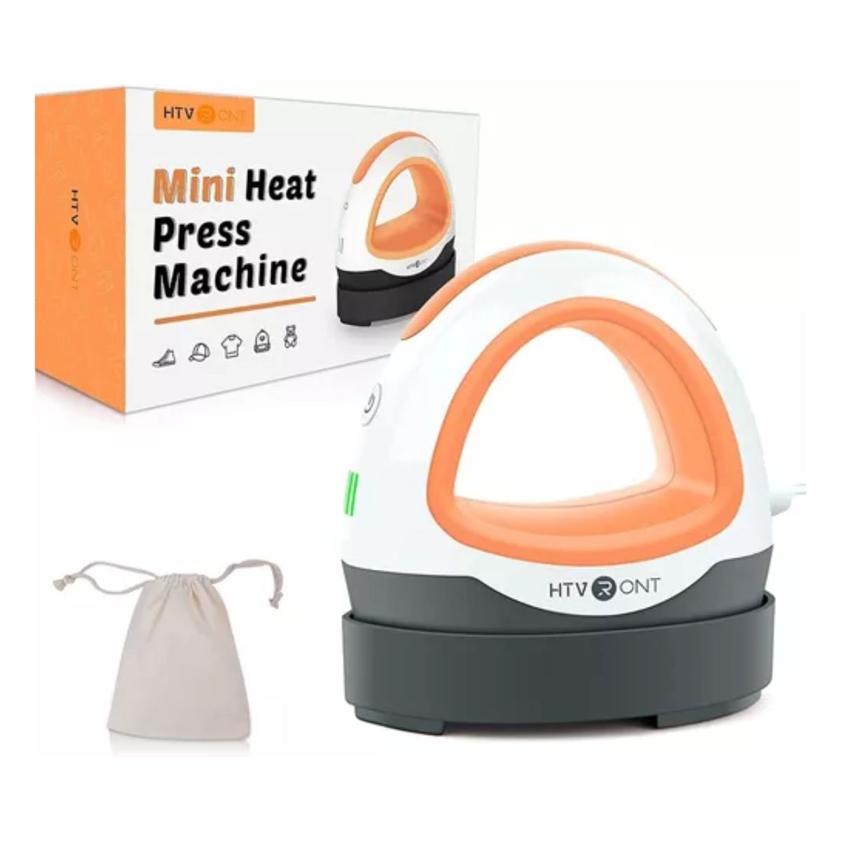 Plancha Mini Multiusos Transfer Vinil Sublimación Parche Blanco/Naranja/Negro