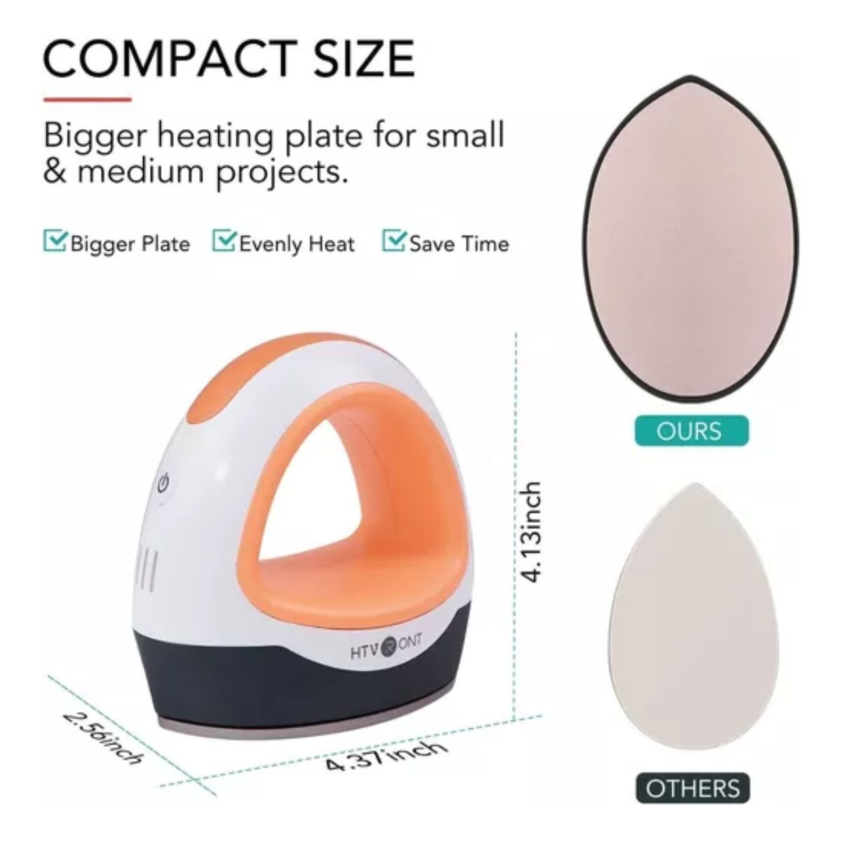 Plancha Mini Multiusos Transfer Vinil Sublimación Parche Blanco/Naranja/Negro