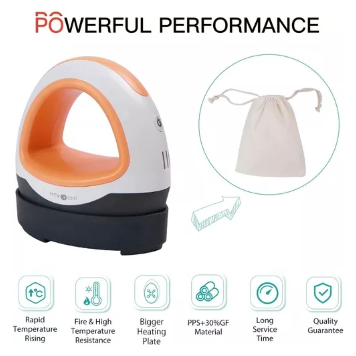 Plancha Mini Multiusos Transfer Vinil Sublimación Parche Blanco/Naranja/Negro