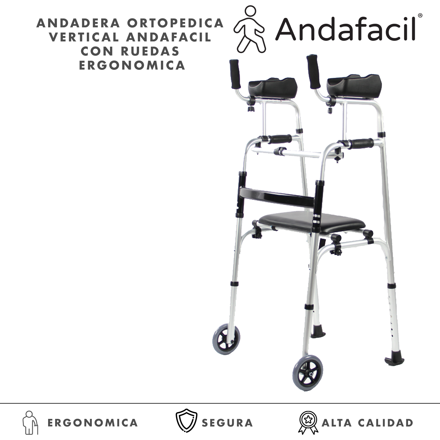 Andadera Ortopedica Vertical Andafacil con Ruedas Ergonomica.