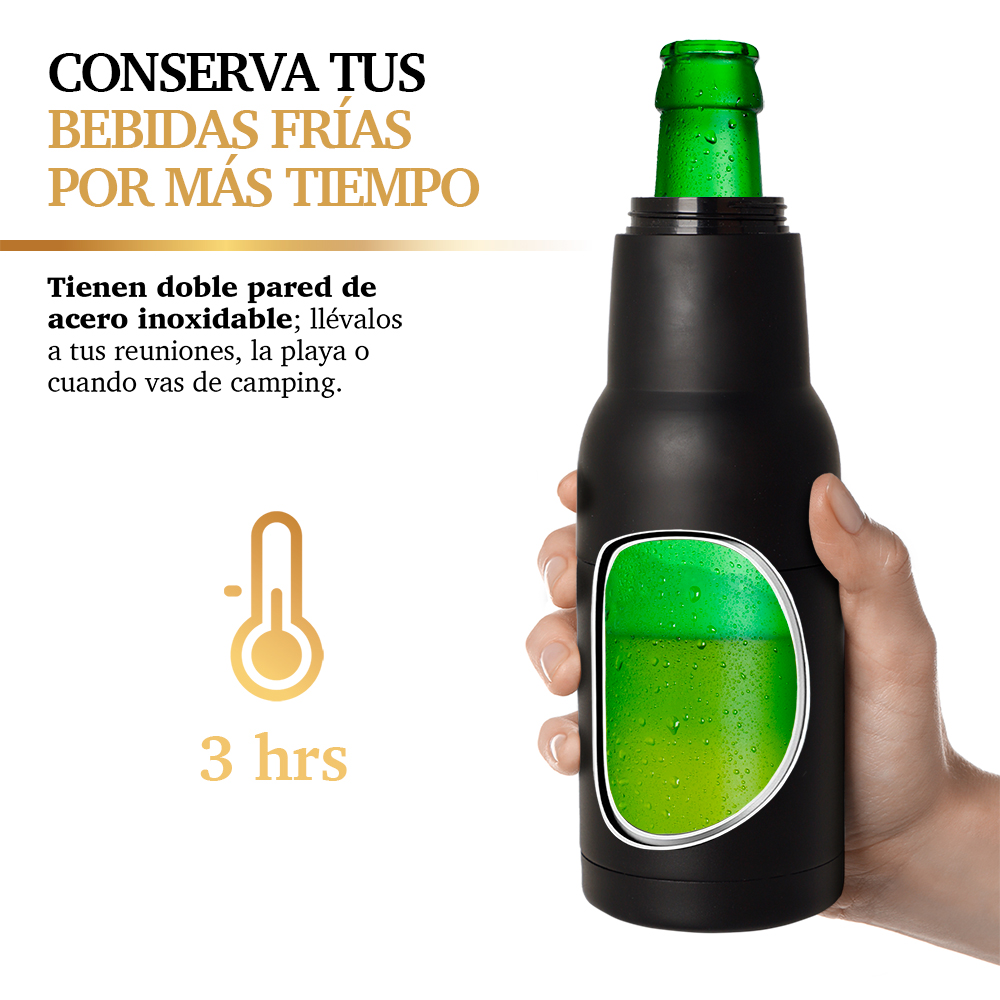 Enfriador de Cerveza de Doble Pared Térmica para Botellas y Latas (2 Piezas)