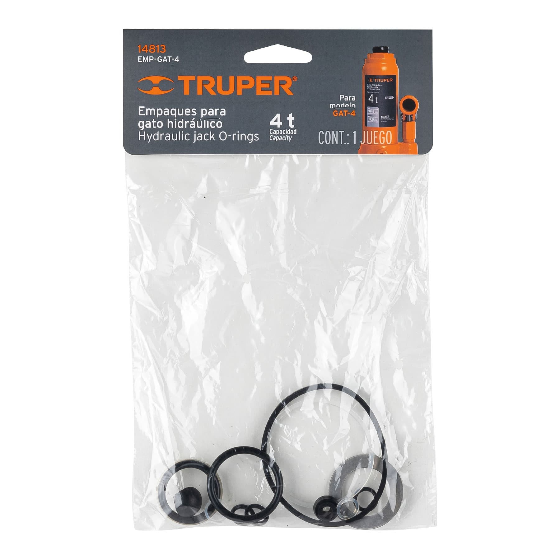EMPAQUES PARA GATO HIDRÁULICO DE BOTELLA DE 4 TON, TRUPER 14813