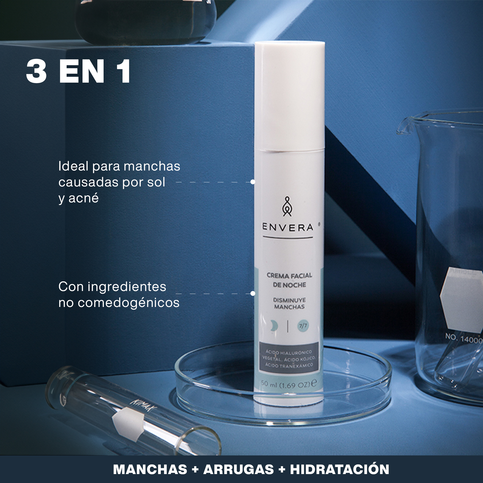 Rellenable Hidratante Facial Manchas y Acne 50ml | Crema Humectante Facial con Niacinamida - Reafirmante, Vegana y Libre de Crueldad Animal ENVERA