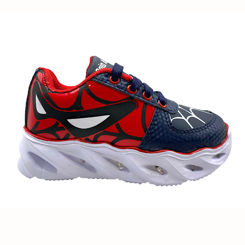 Tenis Rojo Arandano Spider Man Marino Rojo Para Niño con Luces Led..