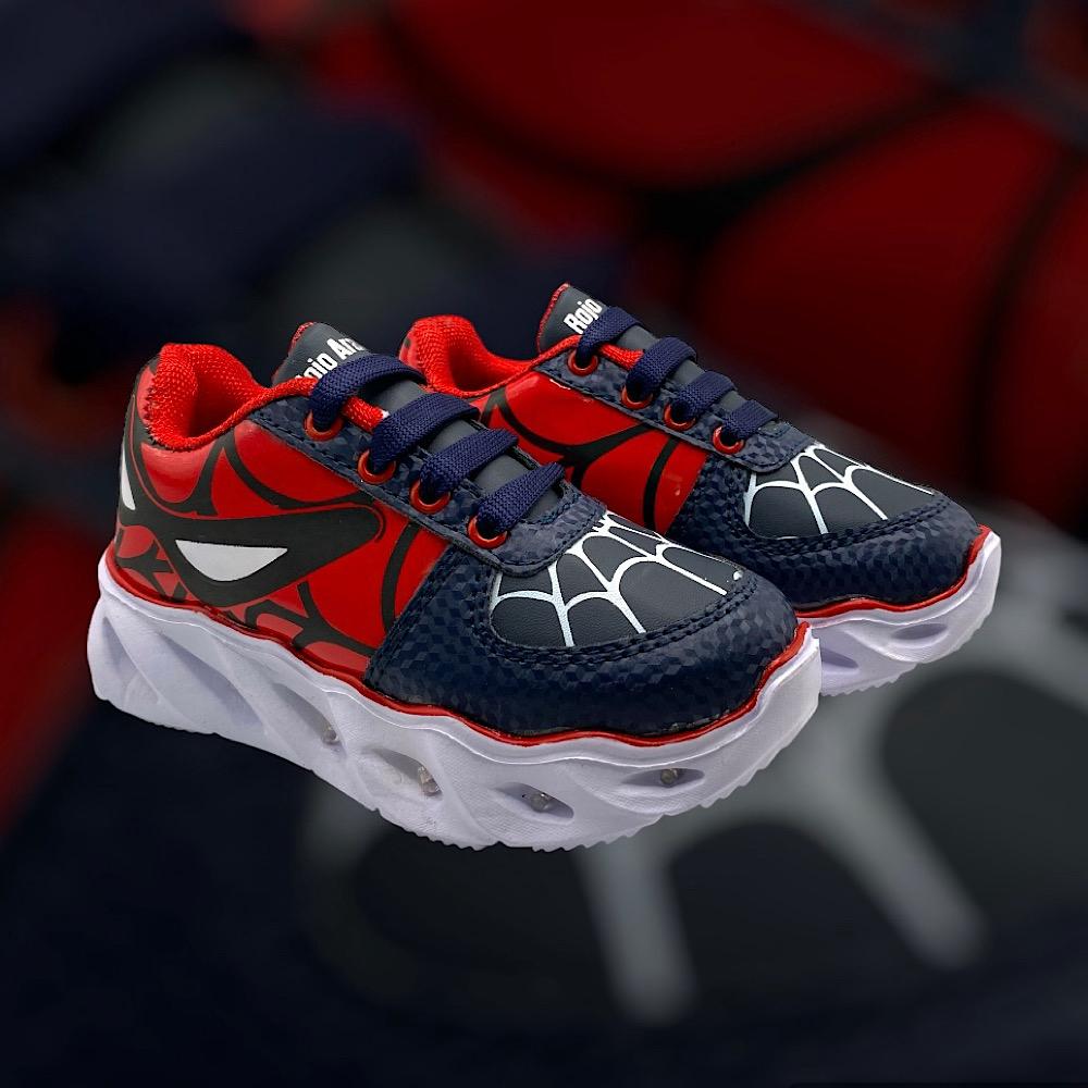 Tenis Rojo Arandano Spider Man Marino Rojo Para Niño con Luces Led..