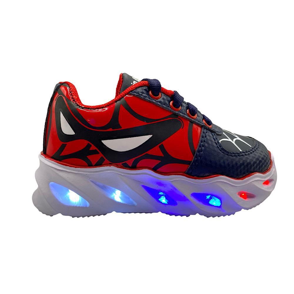 Tenis Rojo Arandano Spider Man Marino Rojo Para Niño con Luces Led..