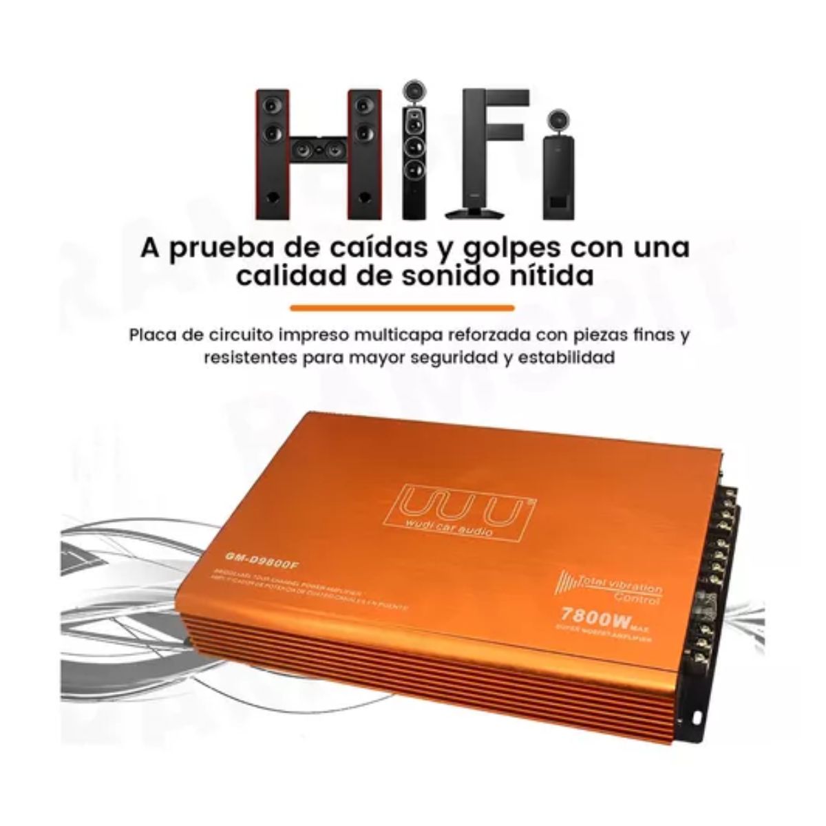 Amplificador De Audio 4 Canal Fuente Para Carros,7800w Naranja
