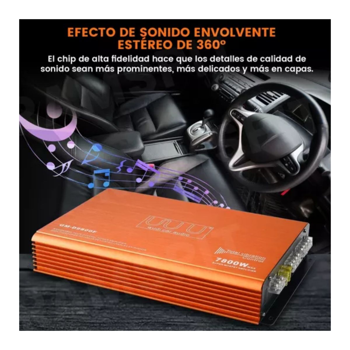 Amplificador De Audio 4 Canal Fuente Para Carros,7800w Naranja