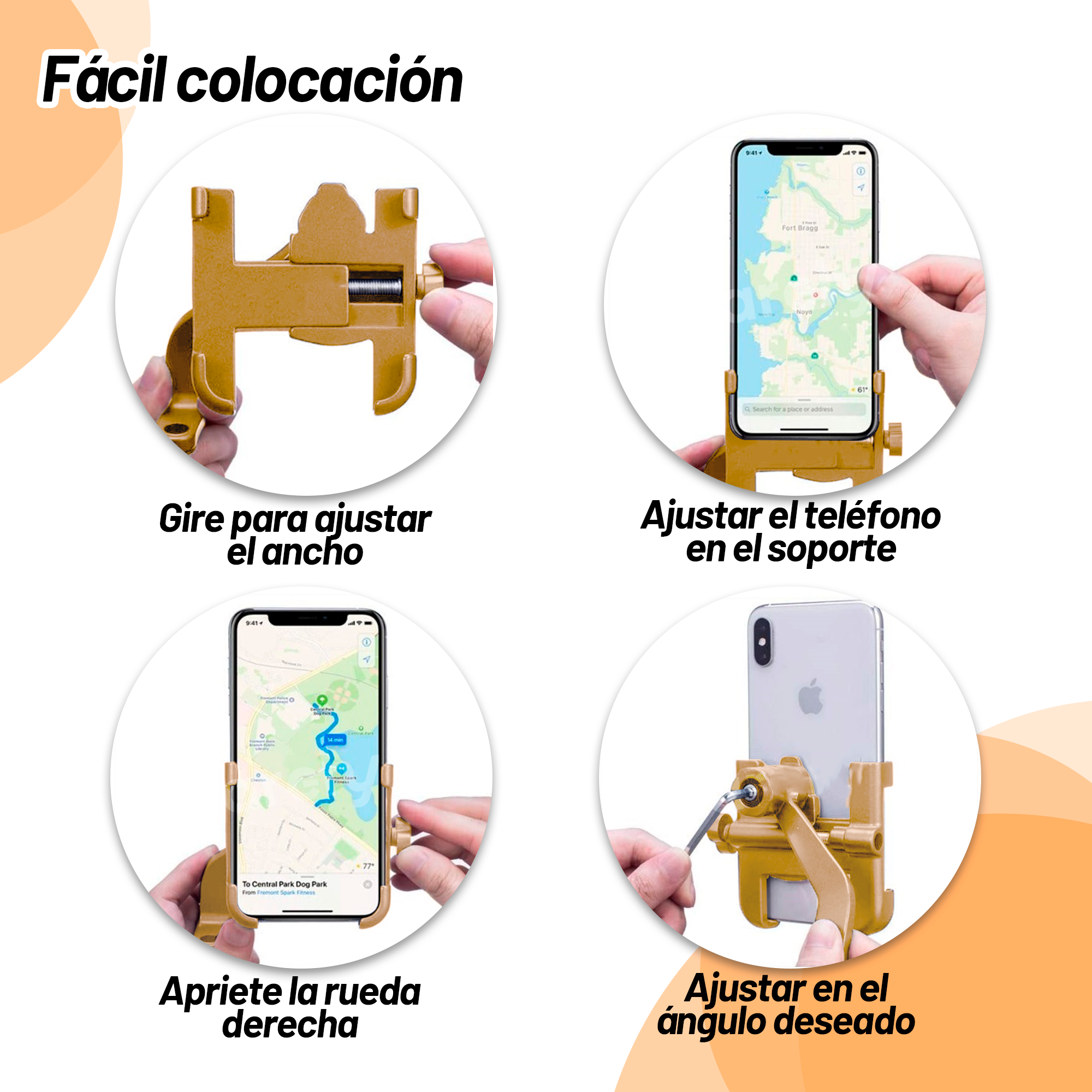 Base Soporte Porta Celular Archy 360 Aleación Metal Ultra Firme Vertical Universal para Motocicleta, Bicicleta, Carriola, Manubrio, Seguro, rotación 360 Grados.