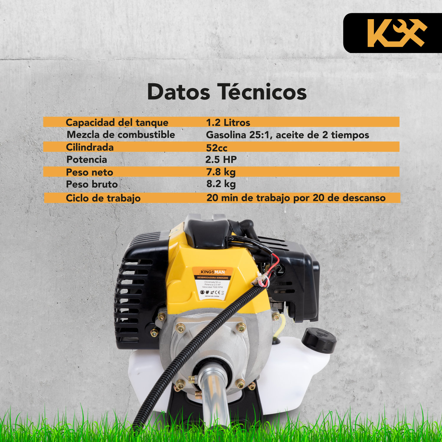 Desbrozadora Desmalezadora Gasolina 52cc 2.5hp Ergonomica 