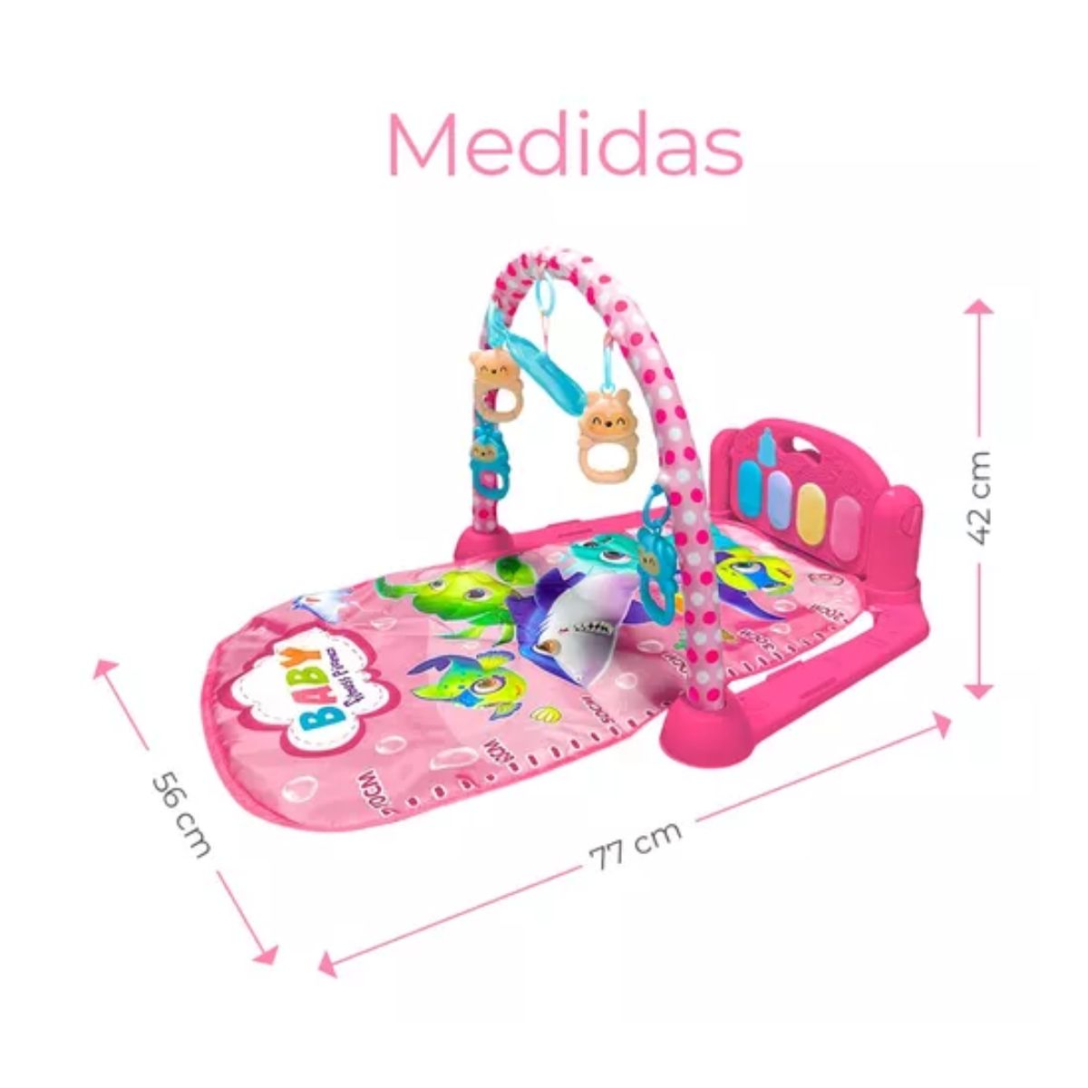 Gimnasio Piano Musical Tapete De Juegos Para Bebés Pataditas Rosa/Tiburon