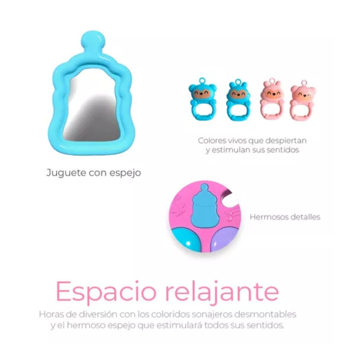 Gimnasio Piano Musical Tapete De Juegos Para Bebés Pataditas Rosa/Tiburon