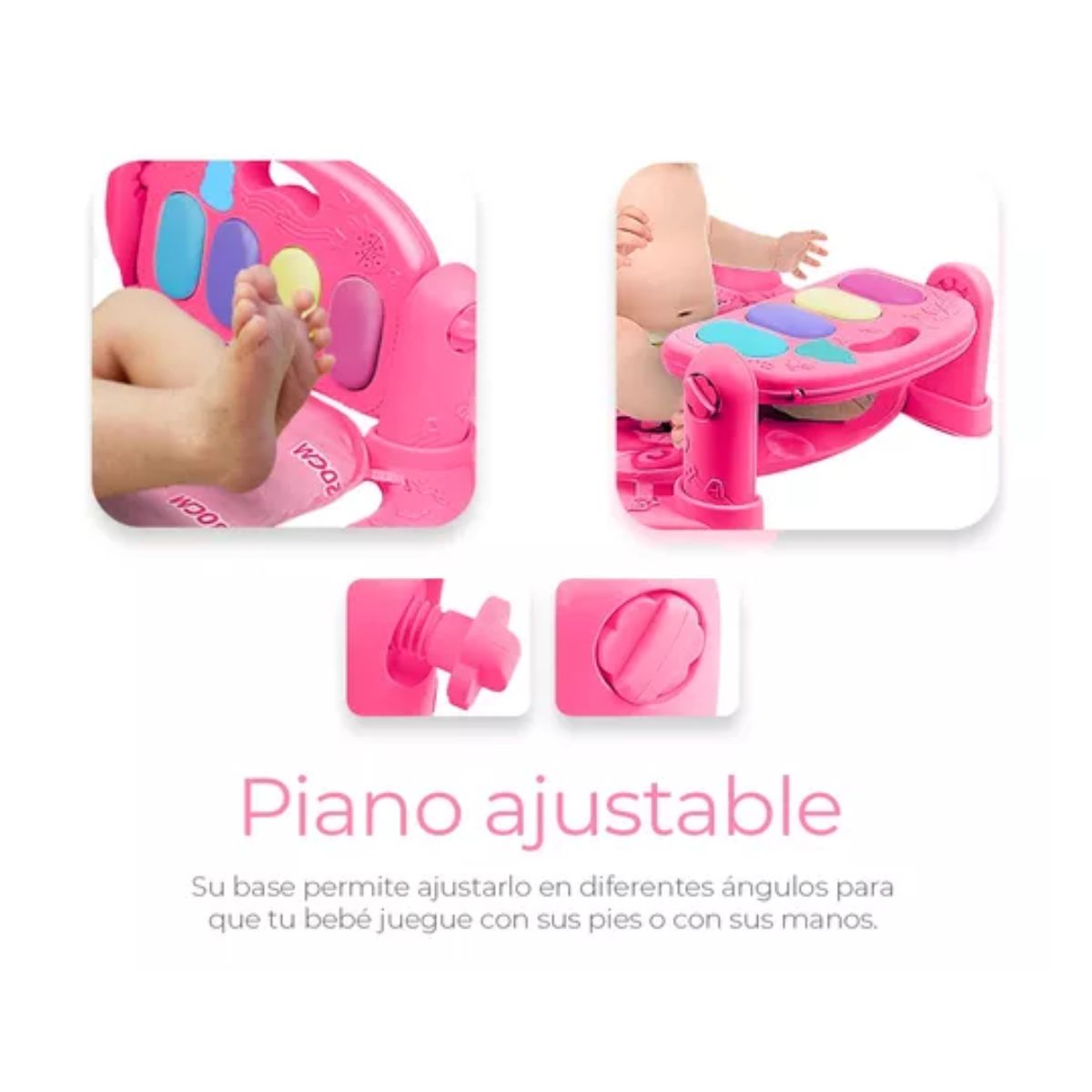 Gimnasio Piano Musical Tapete De Juegos Para Bebés Pataditas Rosa/Tiburon