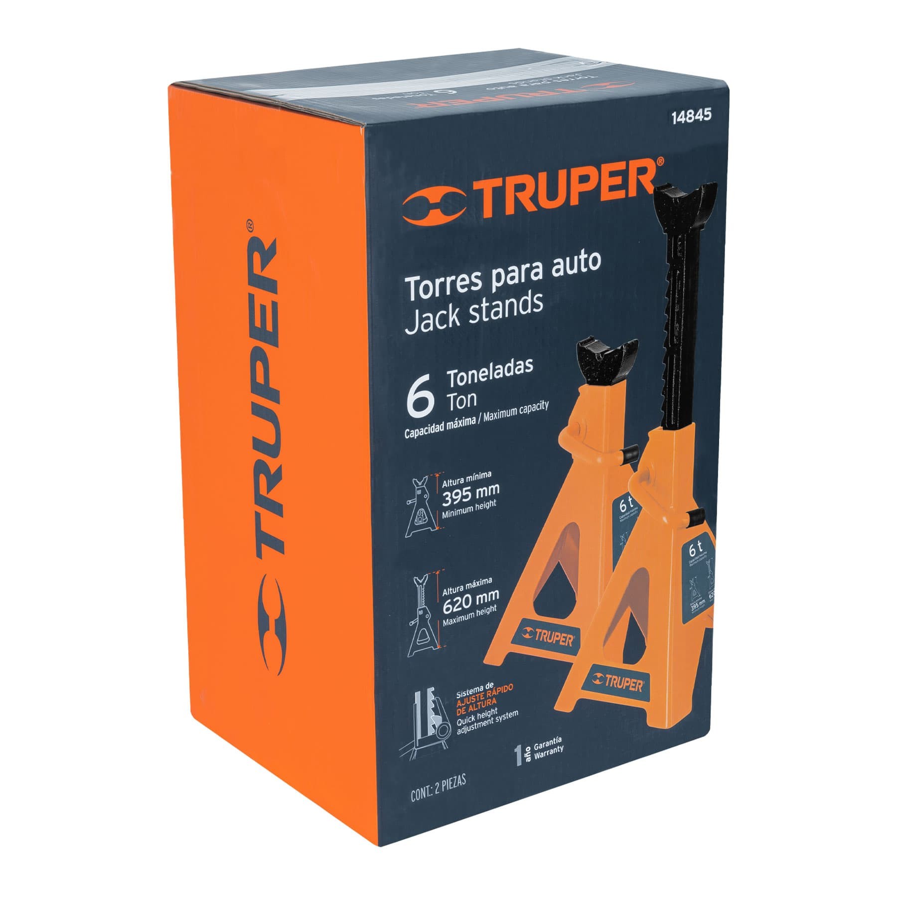 CAJA CON 2 TORRES DE 6 TON PARA AUTO, TRUPER 14845