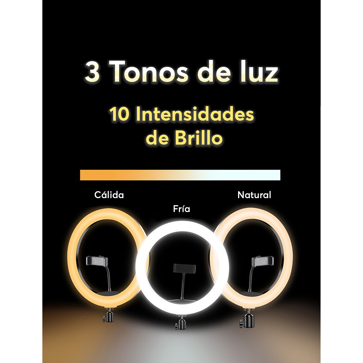 Aro de Luz LED 12 Pulgadas Archy Tripie 2 Metros Anillo de Luz Profesional Trípode y Soporte de Teléfono, 3 Modos de Luz y 10 Niveles de Brillo