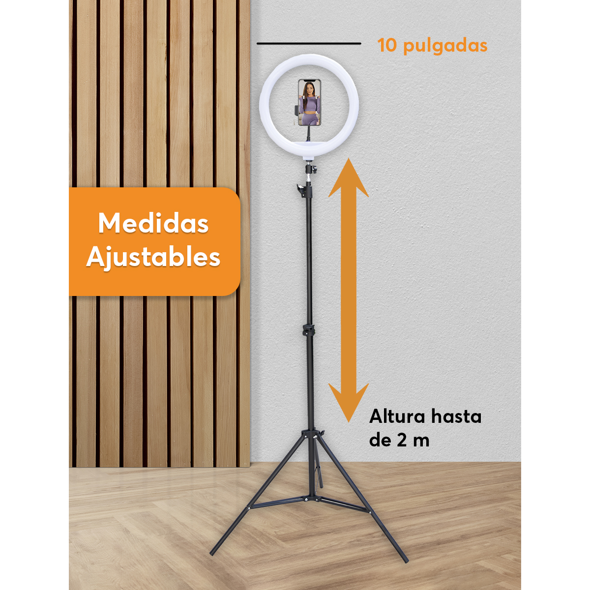 Aro de Luz LED 12 Pulgadas Archy Tripie 2 Metros Anillo de Luz Profesional Trípode y Soporte de Teléfono, 3 Modos de Luz y 10 Niveles de Brillo