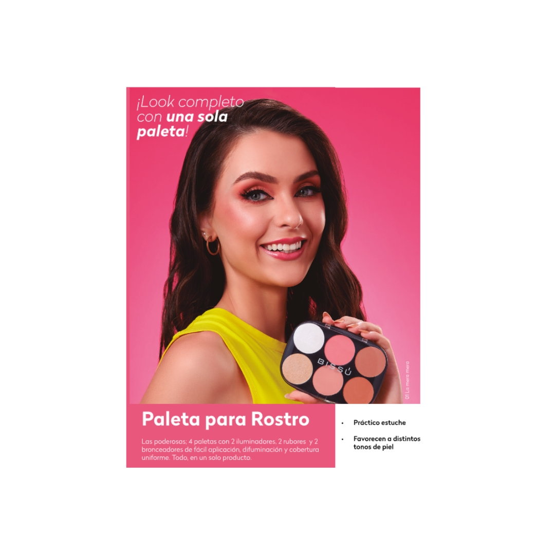 Paleta para Rostro Bissú Iluminador+Rubor+Bronceado.