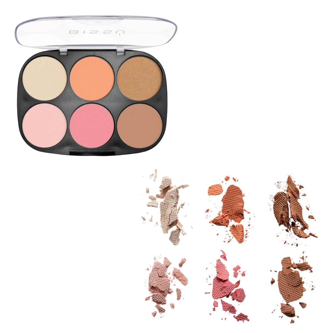Paleta para Rostro Bissú Iluminador+Rubor+Bronceado.
