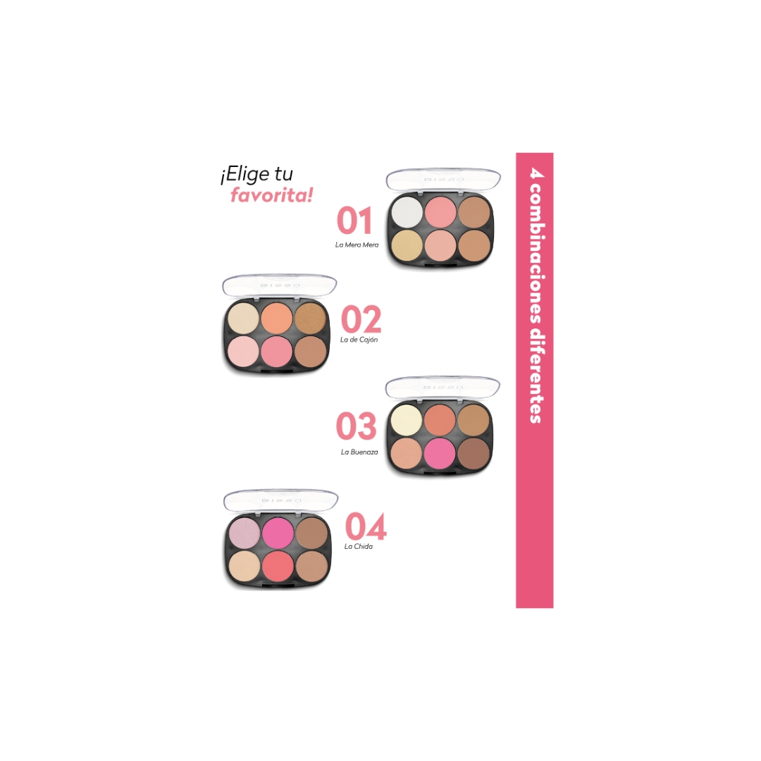 Paleta para Rostro Bissú Iluminador+Rubor+Bronceado.