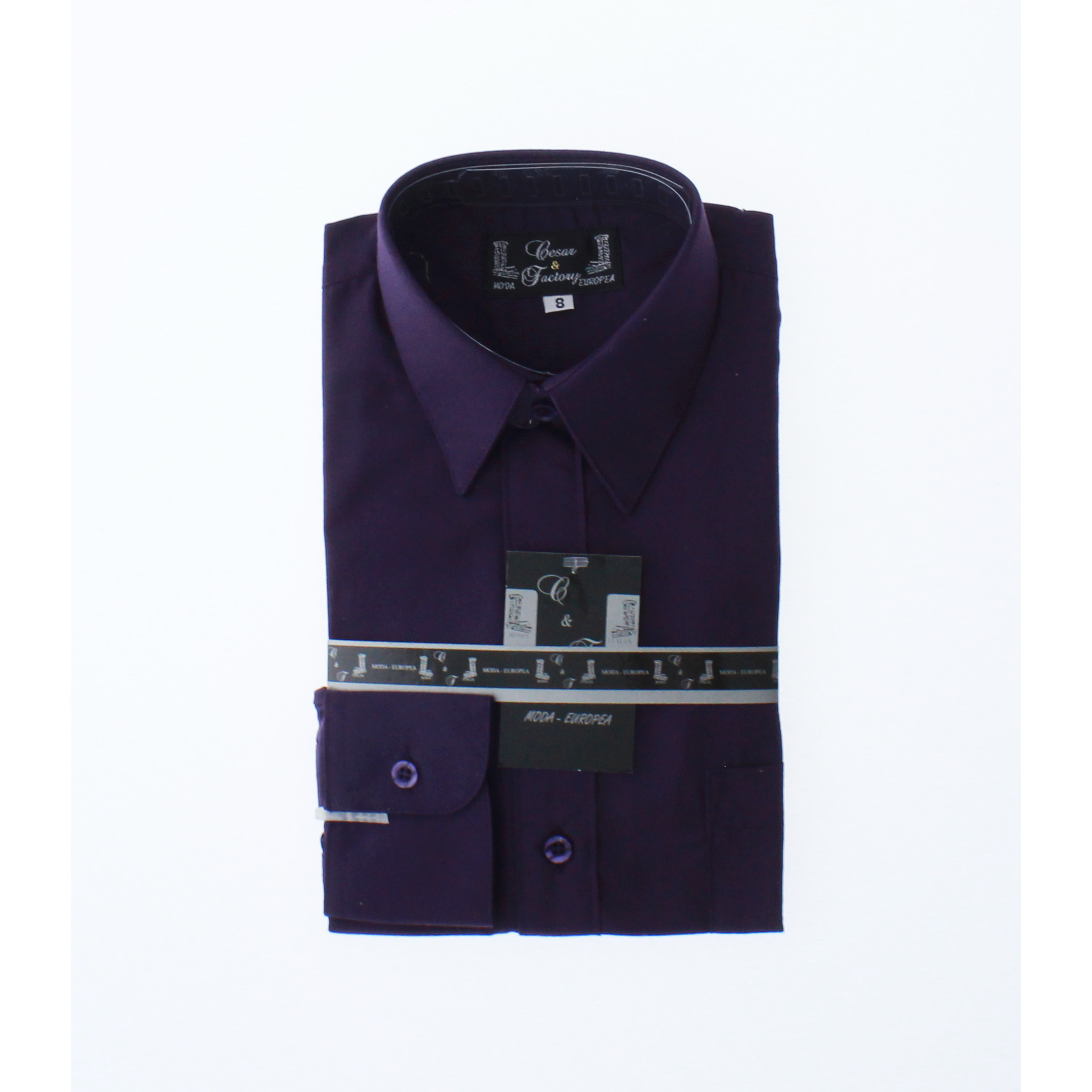 Camisa De Vestir Niño Morado Uva Manga Larga 3590 2-18 Años.