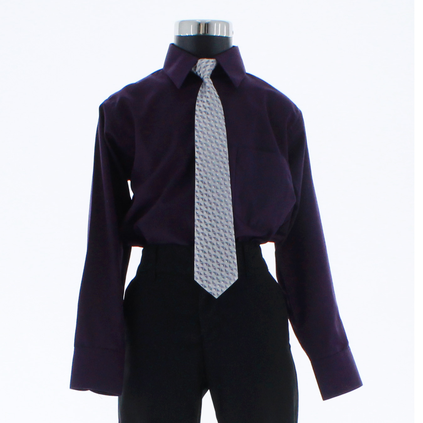 Camisa De Vestir Niño Morado Uva Manga Larga 3590 2-18 Años.