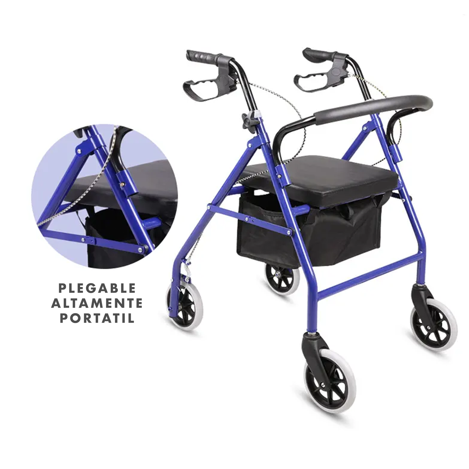 Andadera Andador 4 Ruedas Andafacil Aluminio Plegable Asiento Bolsa