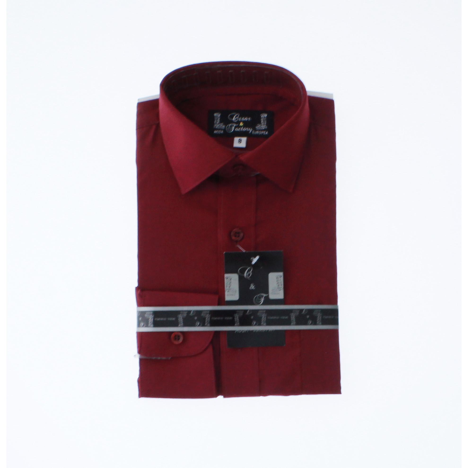 Camisa De Vestir Niño Color Vino Manga Larga 3591 2-18 Años.