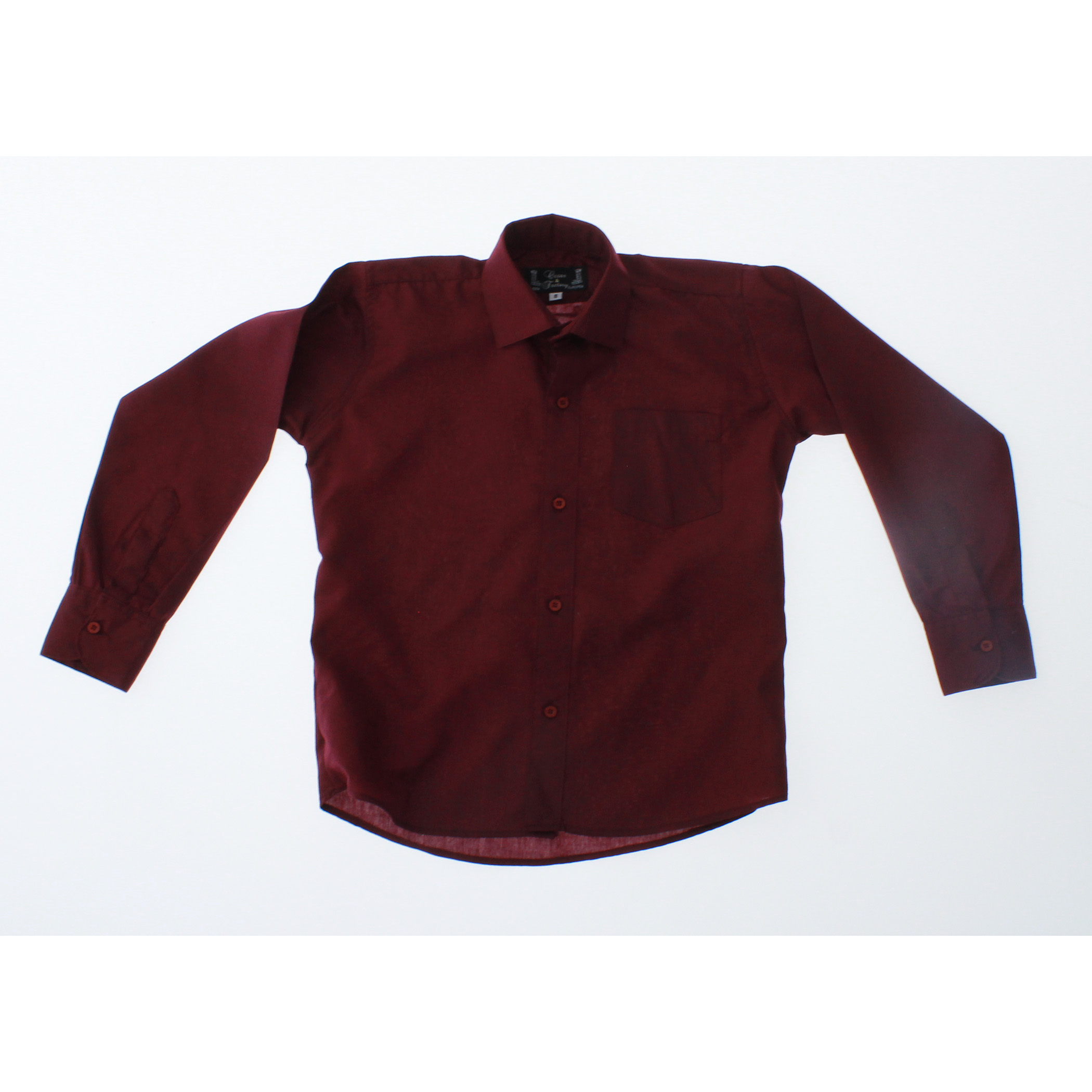 Camisa De Vestir Niño Color Vino Manga Larga 3591 2-18 Años.