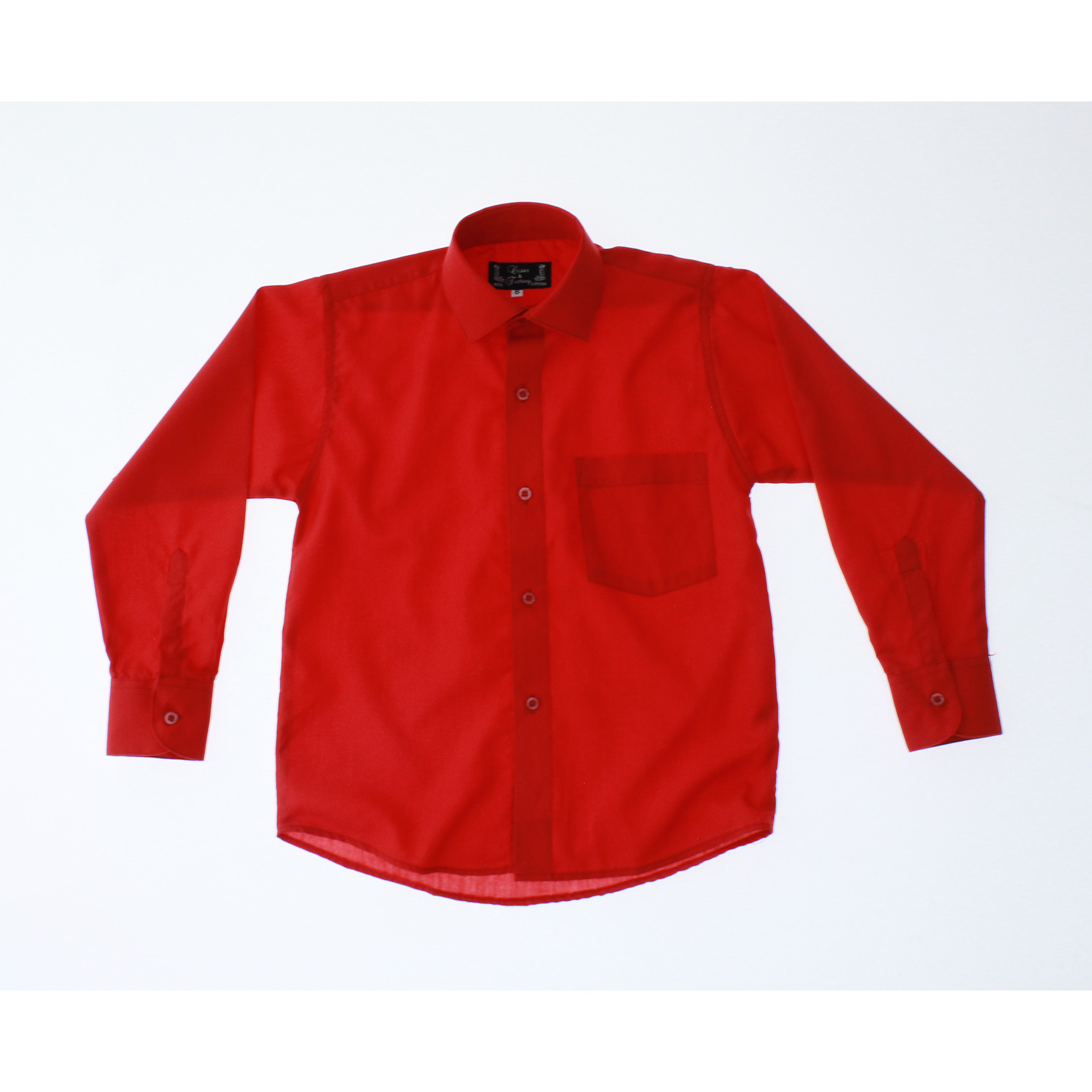 Camisa De Vestir Niño Color Rojo Manga Larga 3592 2-18 Años..