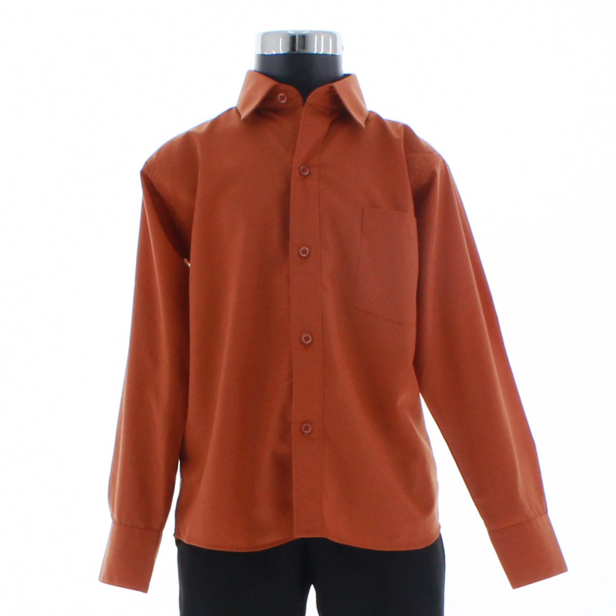 Camisa De Vestir Niño Color Ladrillo Manga Larga 3594 2-18 Años...