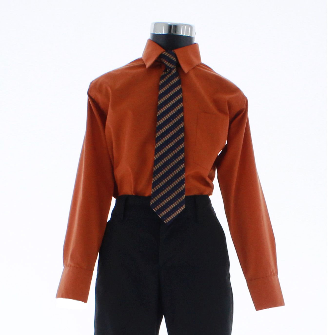 Camisa De Vestir Niño Color Ladrillo Manga Larga 3594 2-18 Años...