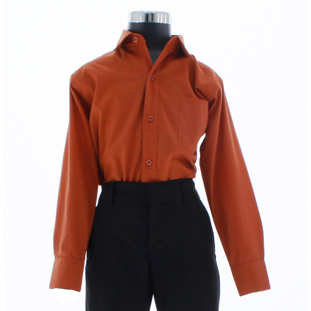 Camisa De Vestir Niño Color Ladrillo Manga Larga 3594 2-18 Años...