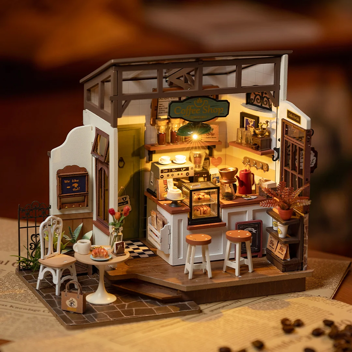 Rompecabezas 3d de Madera Tienda de Café Miniatura Robotime