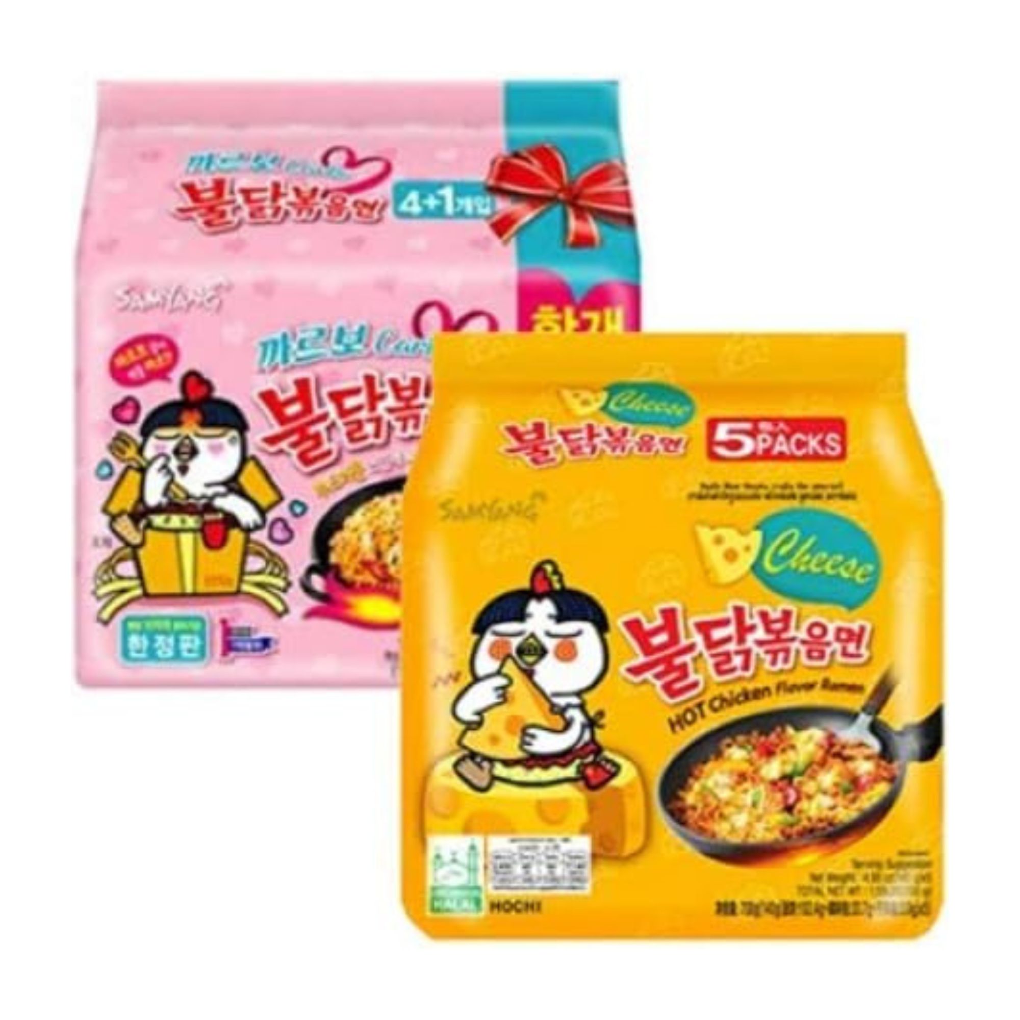 Sopa Instantánea Ramen Coreana Picante Buldak 5 de Carbonara y 5 de Queso