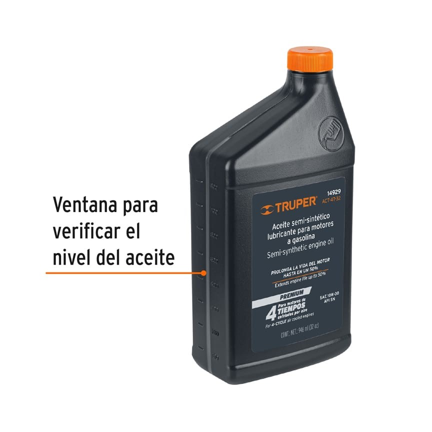 ACEITE SEMI-SINTÉTICO, MOTOR 4 TIEMPOS, 946ML (32OZ), TRUPER 14929