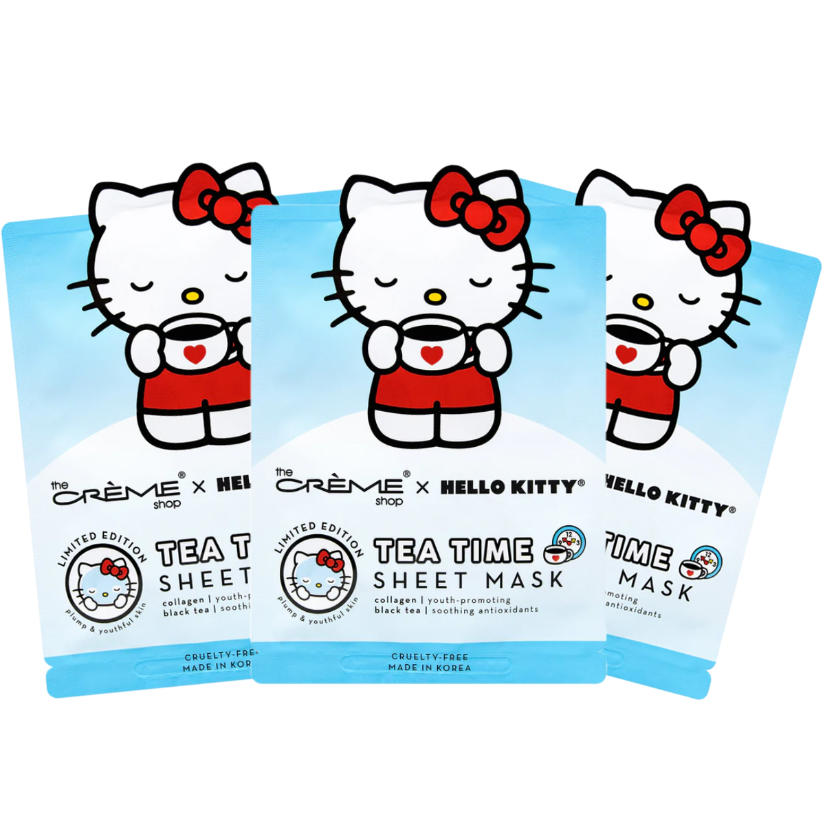 Kit de 3 Mascarillas Hoja de la Hora del Té de Hello Kitty