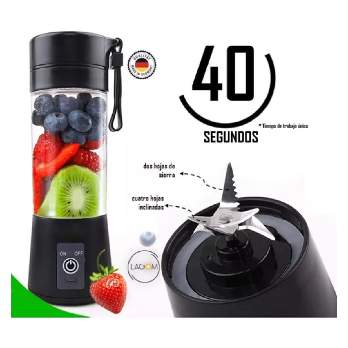 Licuadora Portatil Mini Exprimidor Negro 380ml