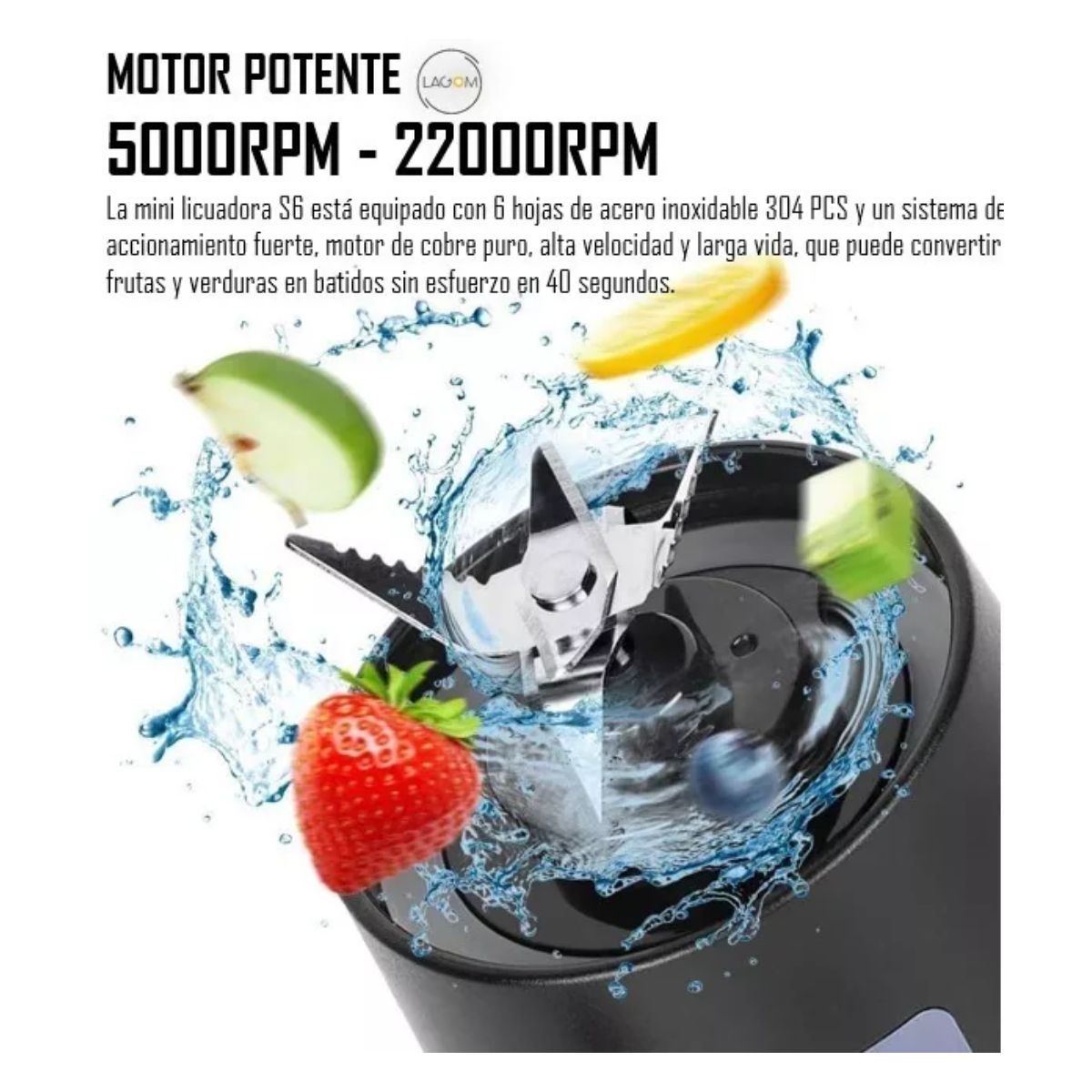 Licuadora Portatil Mini Exprimidor Negro 380ml