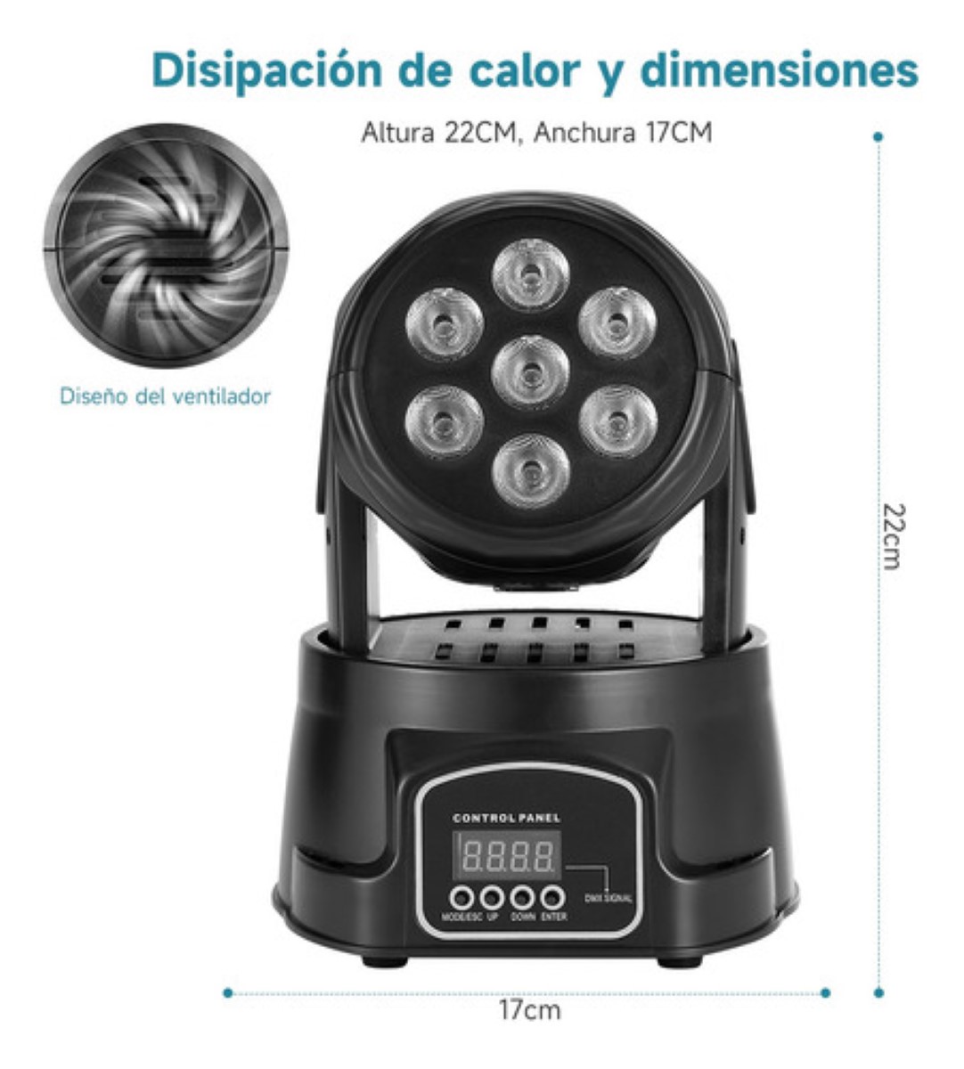 Cabeza Movil Led Luces Para Fiestas/7pcs-10w-cañon Led/dj Negro