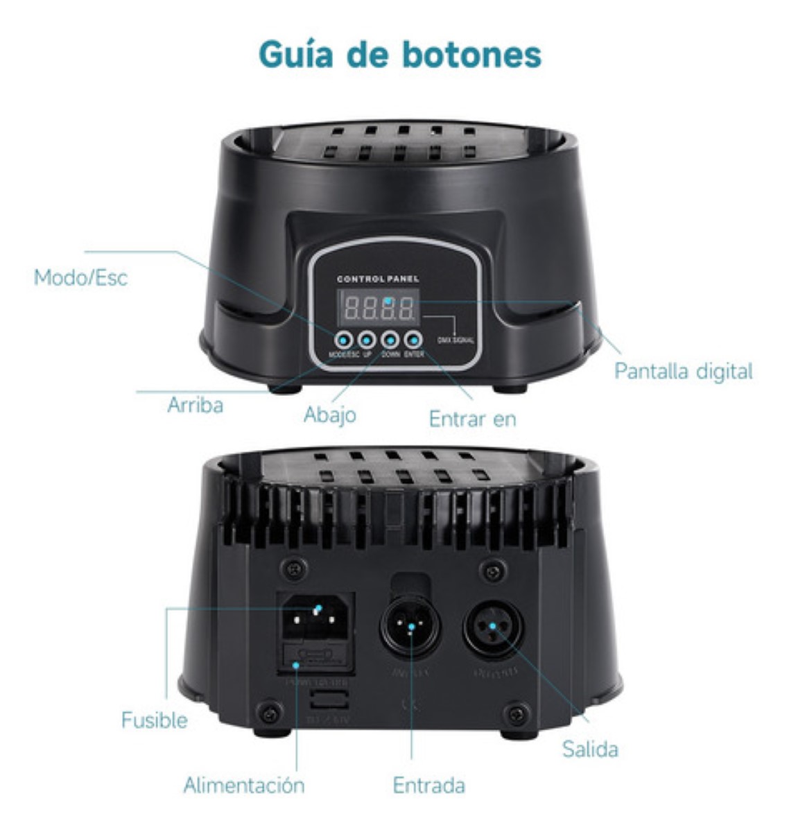 Cabeza Movil Led Luces Para Fiestas/7pcs-10w-cañon Led/dj Negro