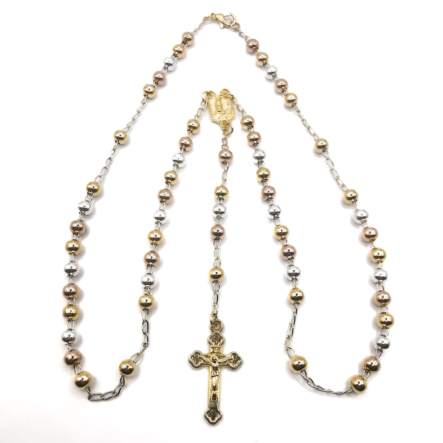Rosario tres colores chapa de oro de 18K   SILVER & GOLD