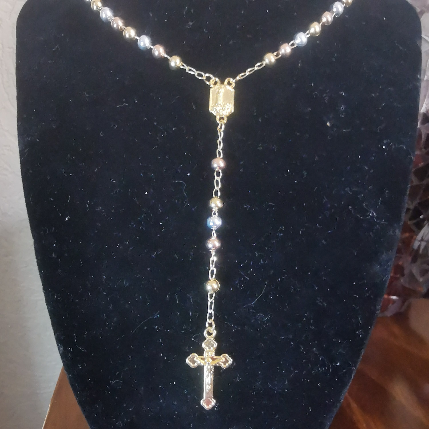 Rosario tres colores chapa de oro de 18K   SILVER & GOLD