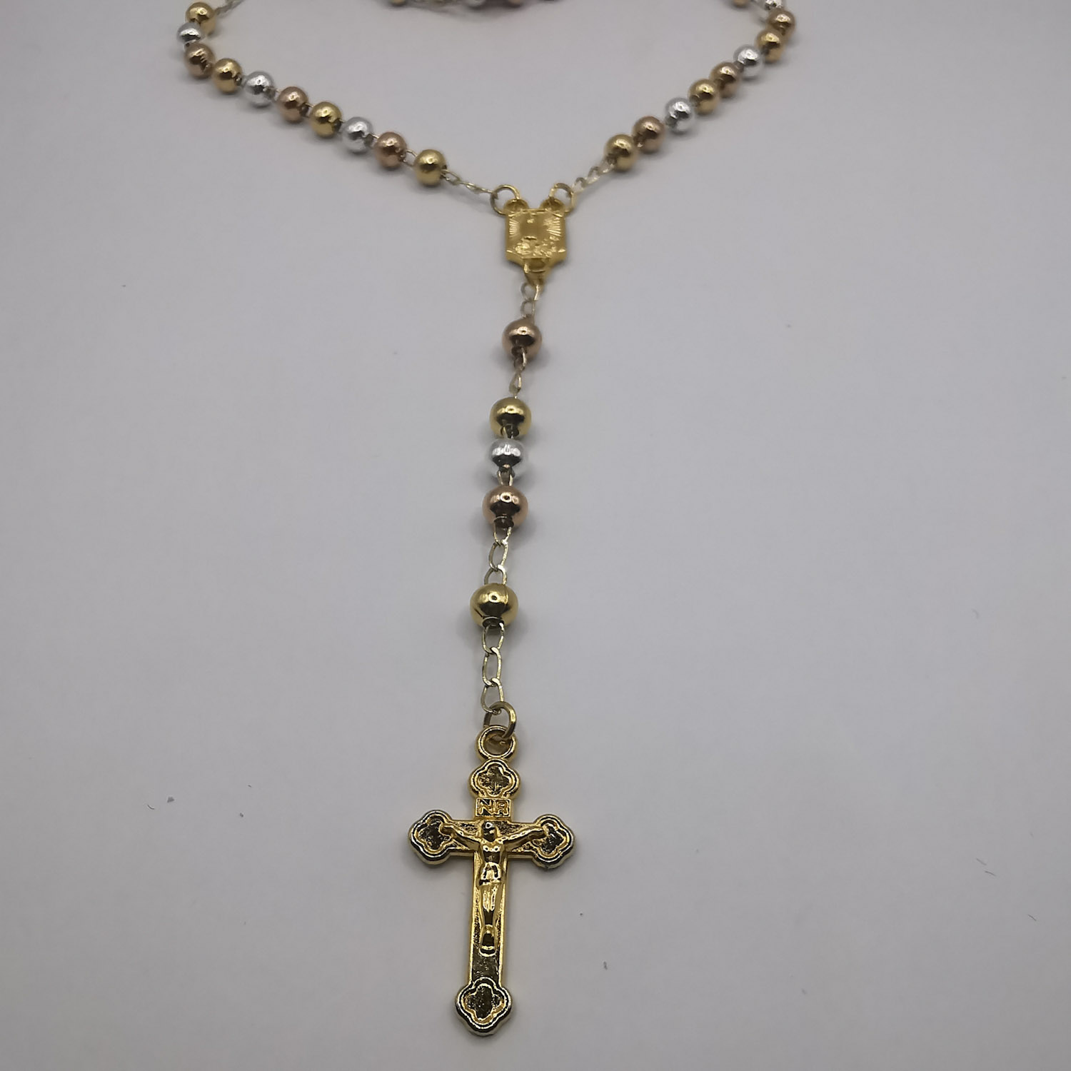 Rosario tres colores chapa de oro de 18K   SILVER & GOLD