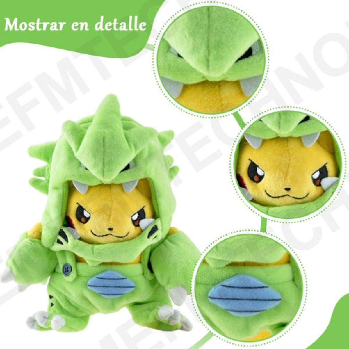 Peluche Pokémon Pikachu Regalos Excelente Más Calidad Amarillo/Verde