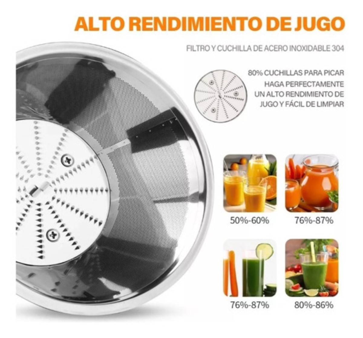 Exprimidor, Potente Exprimidor De Frutas Y Verduras Negro/Gris 