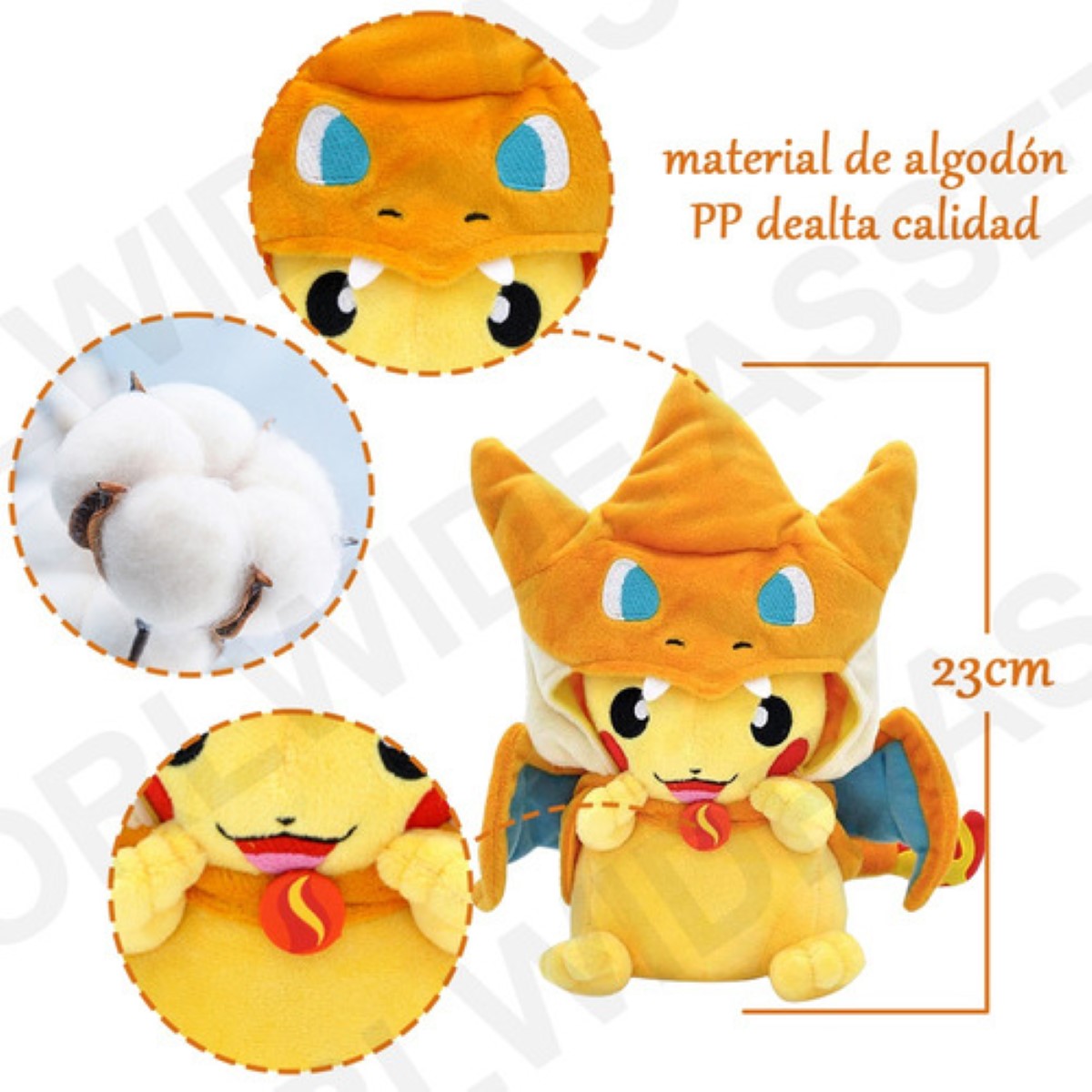 Pikachu Peluche Pokemon Charizard Muñeco De Peluche 23cm gorra naranja