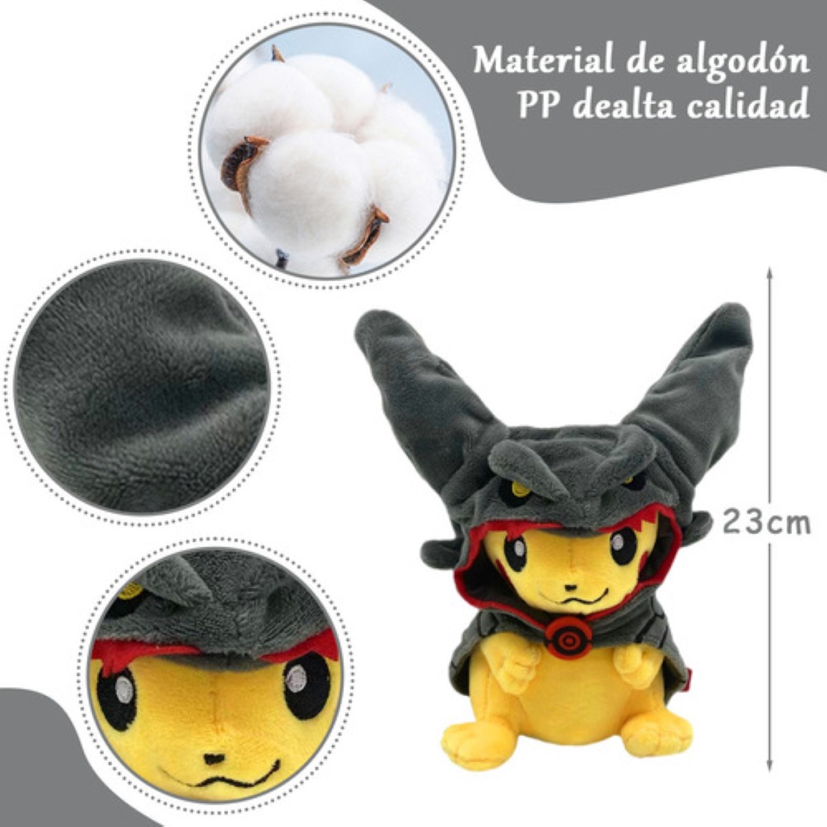 Pikachu Peluche Pokemon Charizard Muñeco Lindos 23cm gorra negro